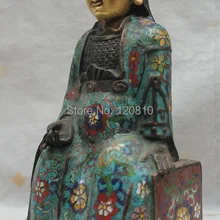 1" Старый Китайский Бронзовый Свинка Перегородчатой Чжу Юань-чжан Мин Император Статуя