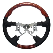 Черный кожаный деревянный спортивный руль для 03-07 Toyota Land Cruiser 100 4700 FJ100 Prado FJ120 LX470 GX470 Highlander Alphard