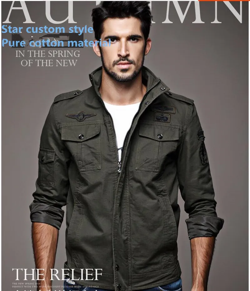 Nice High Quality Pure Cotton Hand Embroidery Fertilizer Increased Air Force One Military Jacket4 Xl Code Package Mail Jacket | Мужская