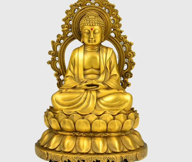 

6" China Tibet Bronze Buddhism Shakyamuni Buddha Sit Lotus Statue Sculpture