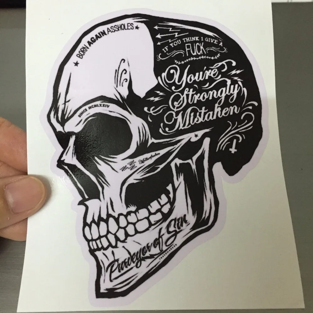 Black White Skull Sticker Cool Motorcycle Stickers Moto Decals helmet Sticker on Car styling Fuel tank Window Decoration for VW