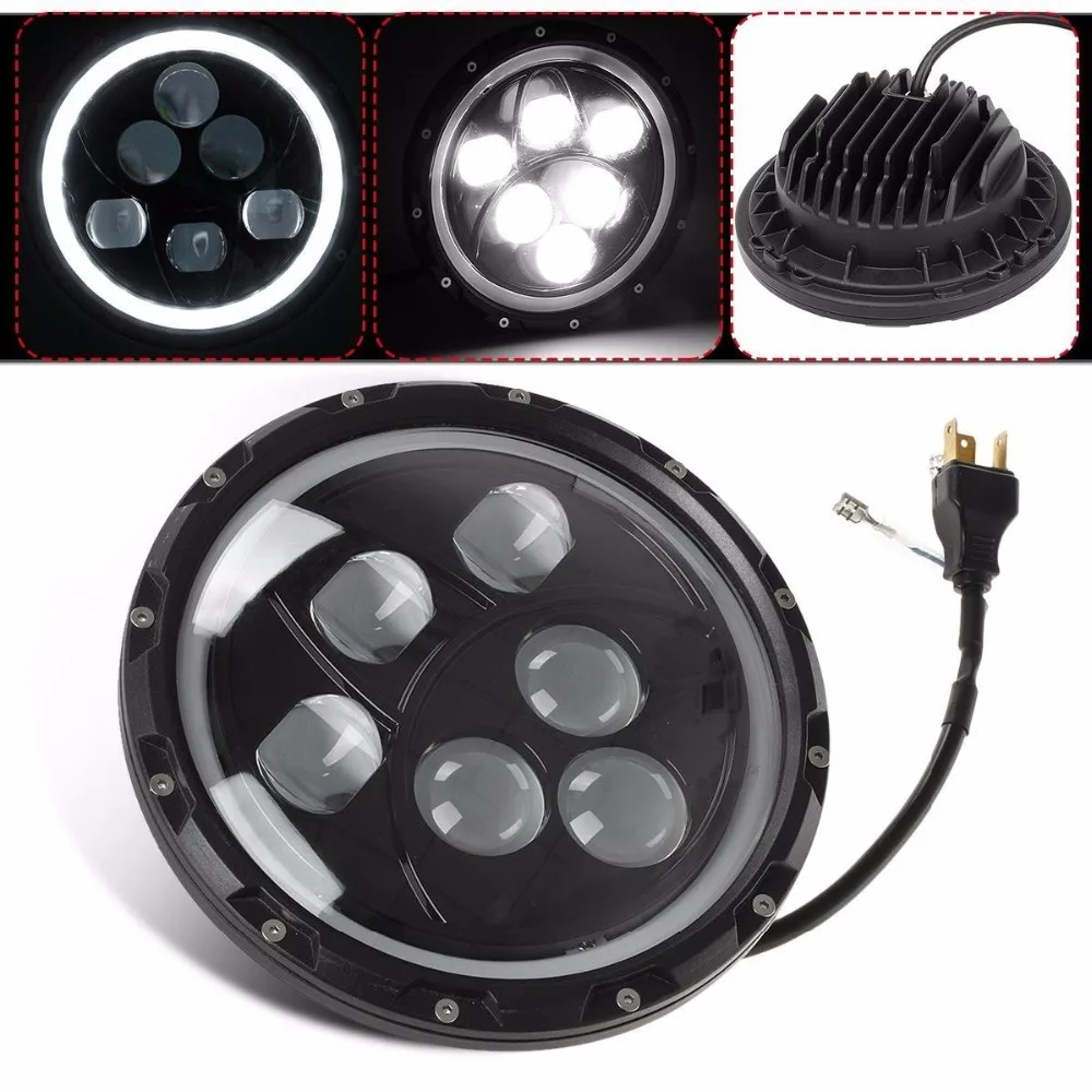  2pcs 7 Inch 60W LED Projector Headlights Hi/lo Beam With DRL Halo Angle Eye For Off Road Wrangler J - 32819951602