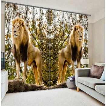 

Modern Luxury 3D Blackout Lion Curtains For Bedding room Living room Decorative Drapes Cortinas para sala