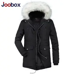 JOOBOX средней длины меховой воротник для мужчин's мужские парки новые зимние с капюшоном утепленная ветрозащитная куртка мужчин снег теплая