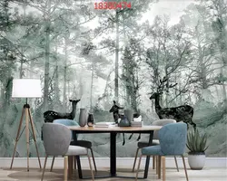 Beibehang пользовательский размер Фэнтези Лесной Лось абстрактный лес Черный и белый цвета пейзаж ТВ фоне стены Декоративные Расписные обои