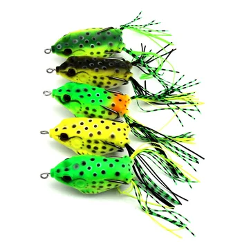 

Newly 5Pcs Soft Plastic Fishing lures Frog lure With Hook Top Water 6.5CM 13G Artificial Fish Tackle Shop