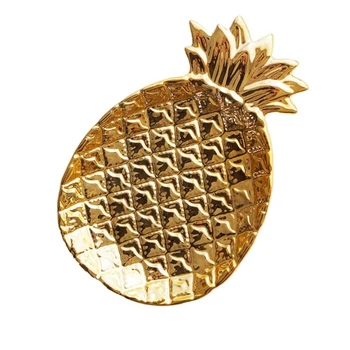 

Pineapple Ceramic Storage Tray Pineapple Jewelry Pallet Food Pallet Dry Fruit Plate Home Decoration Plate Golden