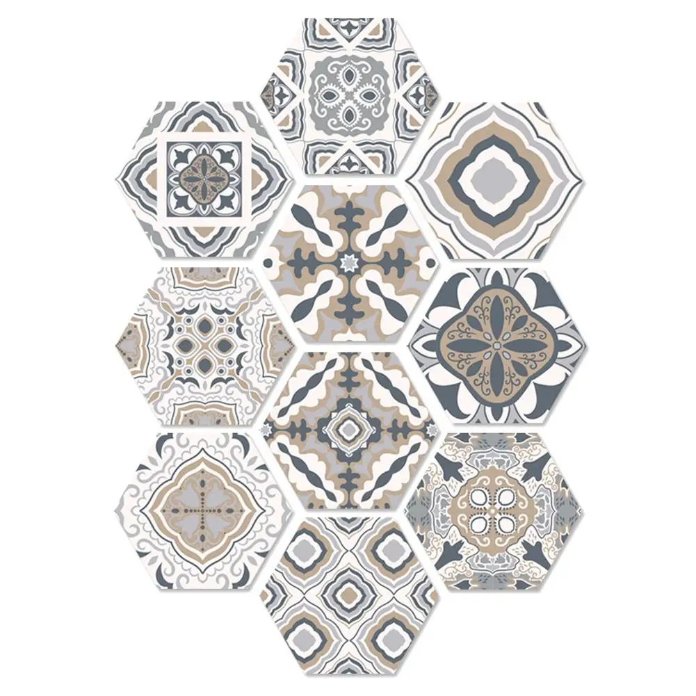 

10Pcs Floor Tile Wall Sticker Anti-slip Decal DIY Art Living Room Bathroom Decoration Printed Stickers Fashion