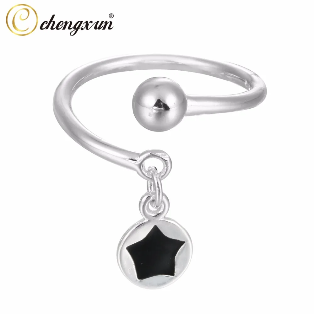 

CHENGXUN 2017 Unique Black Star Dangle Pendant Rings for Teens Girsl Women Adjustable Size Rings Anillos Mujer