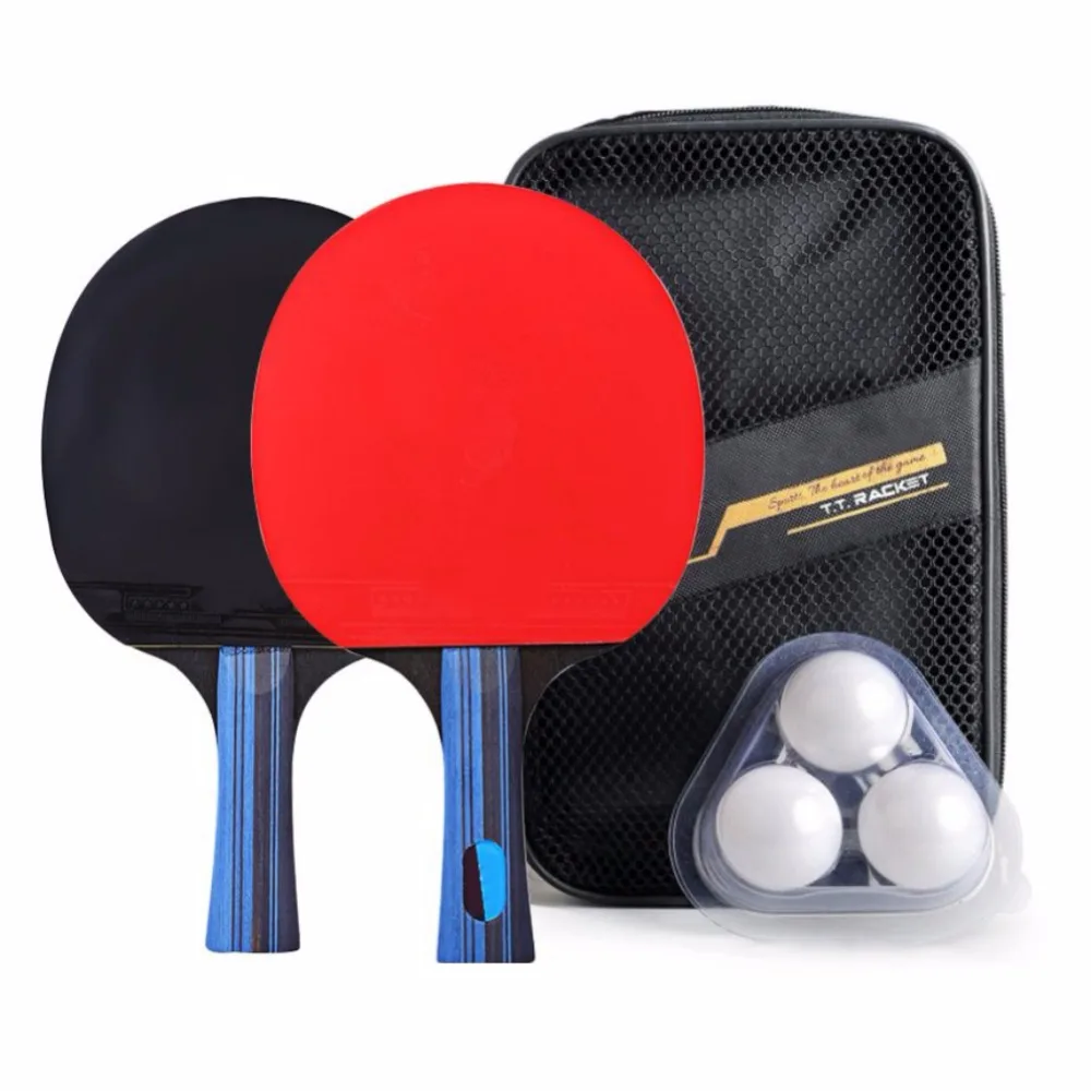 Профессиональная резиновая ракетка из углеродного волокна для настольного тенниса с двойным лицом, ракетки для понга, высокое качество с сумкой