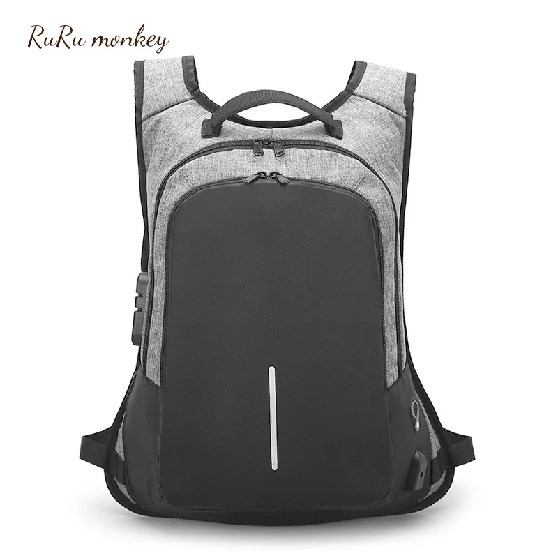 

RURU monkey Business Backpack 14 Inch Laptop Backpack Travel Backpack Collage Anti Theft Bag Multifunction Male School Bag