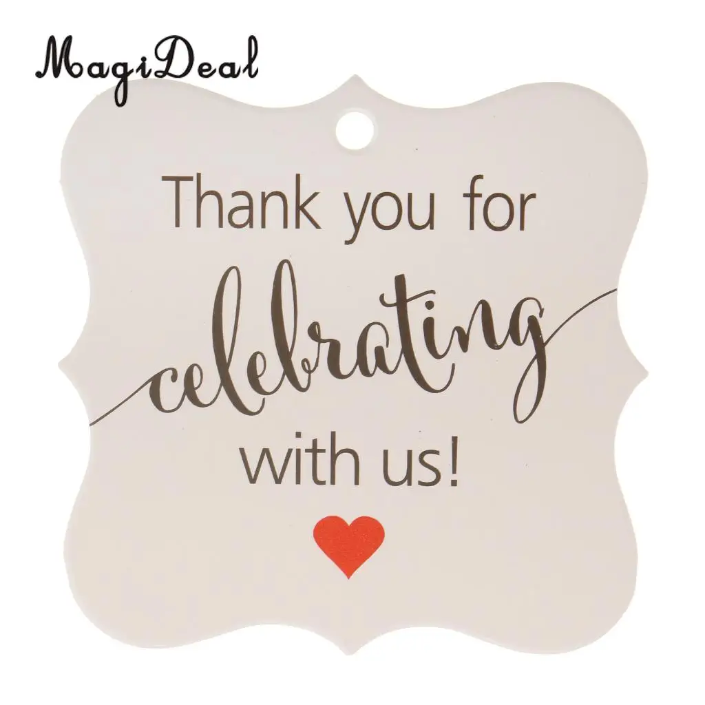 MagiDeal 100pcs Thank you for Celebrating with us Gift Tags Hanging Labels Wedding Birthday New Year Baby Shower Party Favor