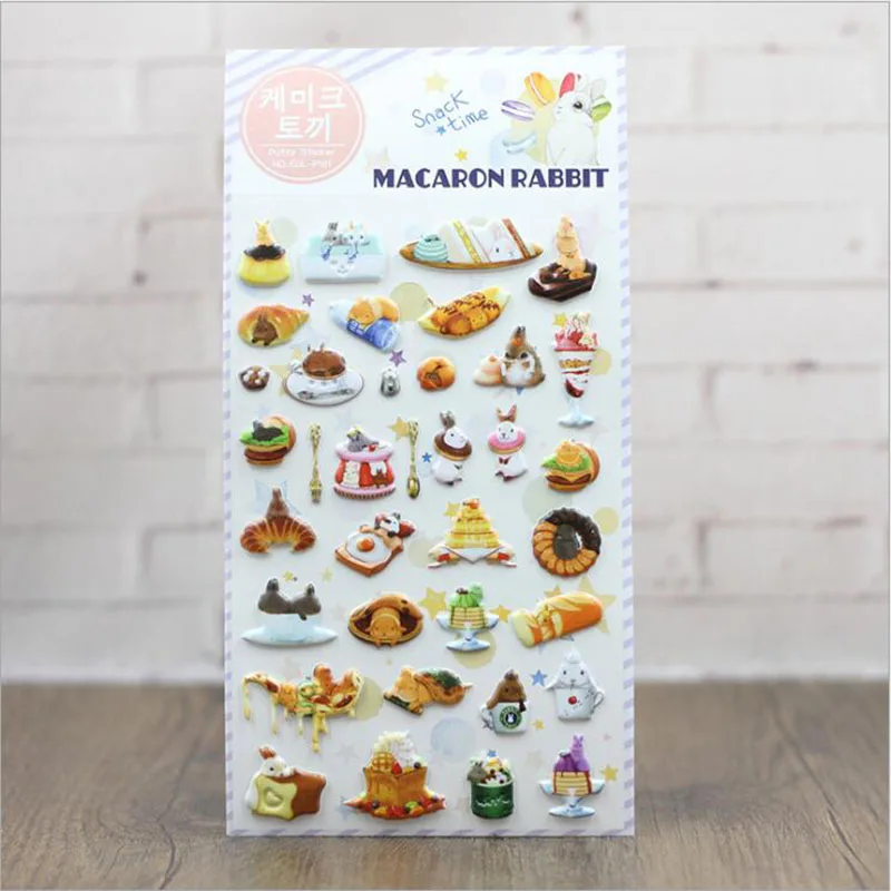 

Children Stationery Sticker 3D Rabbit Cake Bubble Sticker Notebook Mobile Phone Scrapbook Cute Decoration Stickers