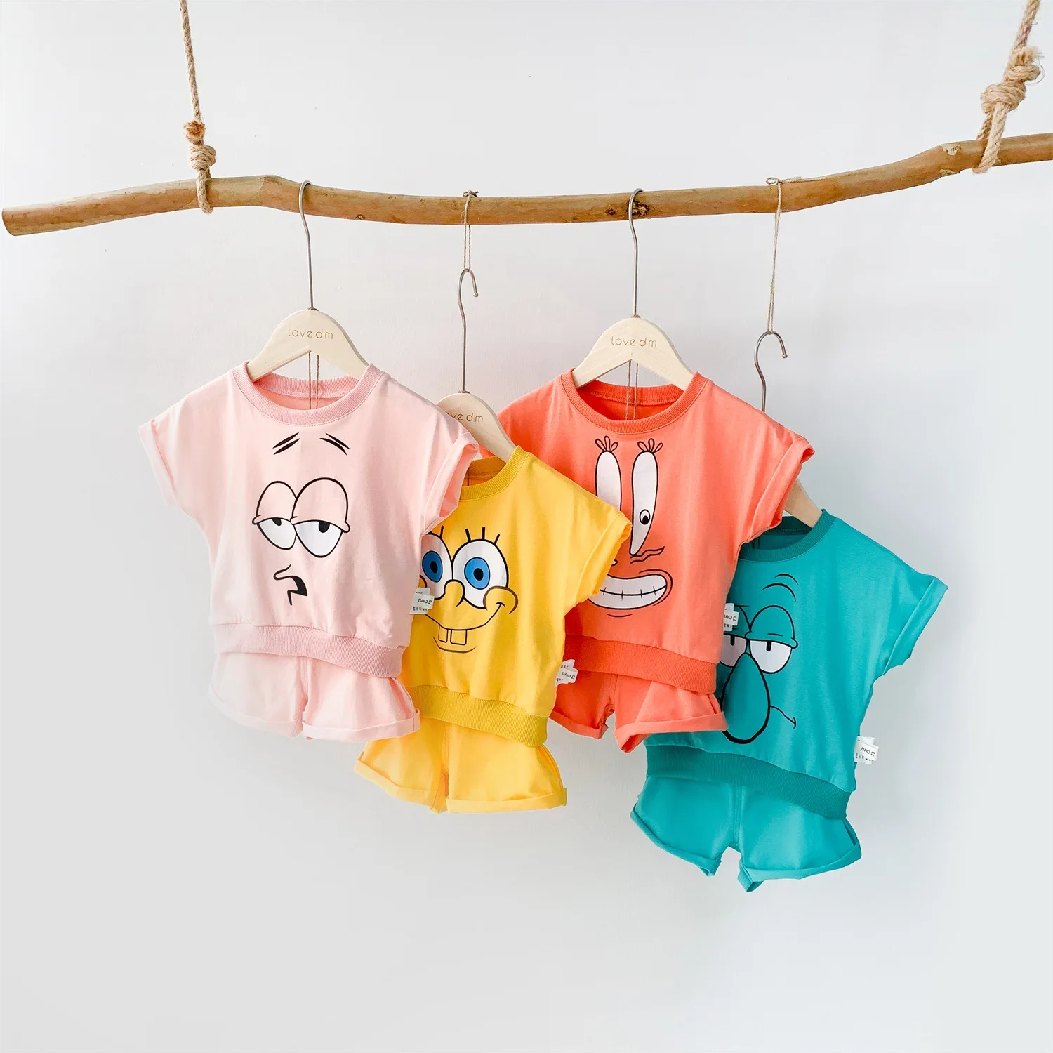 Комплект для младенцев, летний брендовый хлопковый комплект для малышей, Спортивная Футболка с героями мультфильмов для мальчиков+ шорты, комплекты одежды для малышей Одежда для маленьких мальчиков