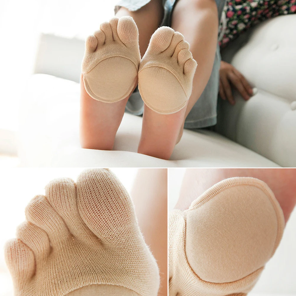 hot sale Women Invisible Non Slip Toe Socks Half Grip Heel Open toe Five Finger Socks