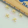 100PCS/LOT Airplane Shape 3D DIY Decor Gold Plated Metal Alloy Nail Art Manicure Charms Jewelry Scrapbook Phone Case Accessories 3