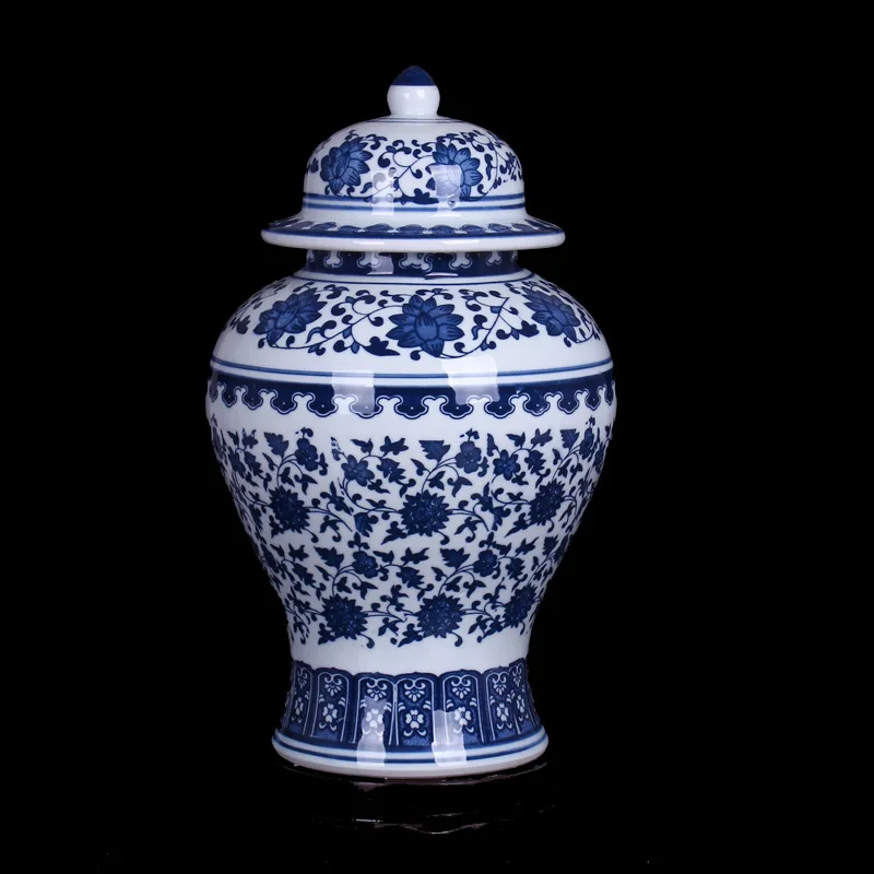 Jingdezhen ceramic blue and white temple jars Antique Porcelain ginger jars hand painted antique chinese porcelain jar (3)