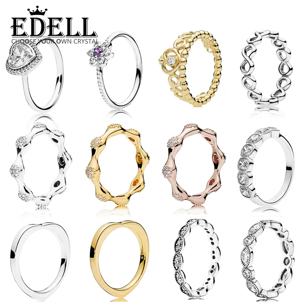 

EDELL 100% 925 Sterling Silver 1:1 Authentic Charm Shine Modern LovePods Ring SHINE SIGNATURE ARCS OF LOVE RING SPARKLING LEAVES