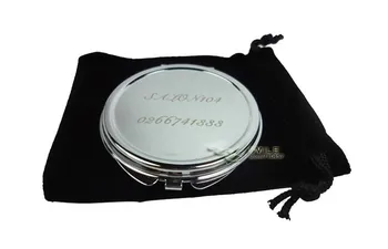 

500X Personalized Round compact mirror wedding favor bridesmaid gifts Free engraving+ FREE Black Velvet Pouch #18032