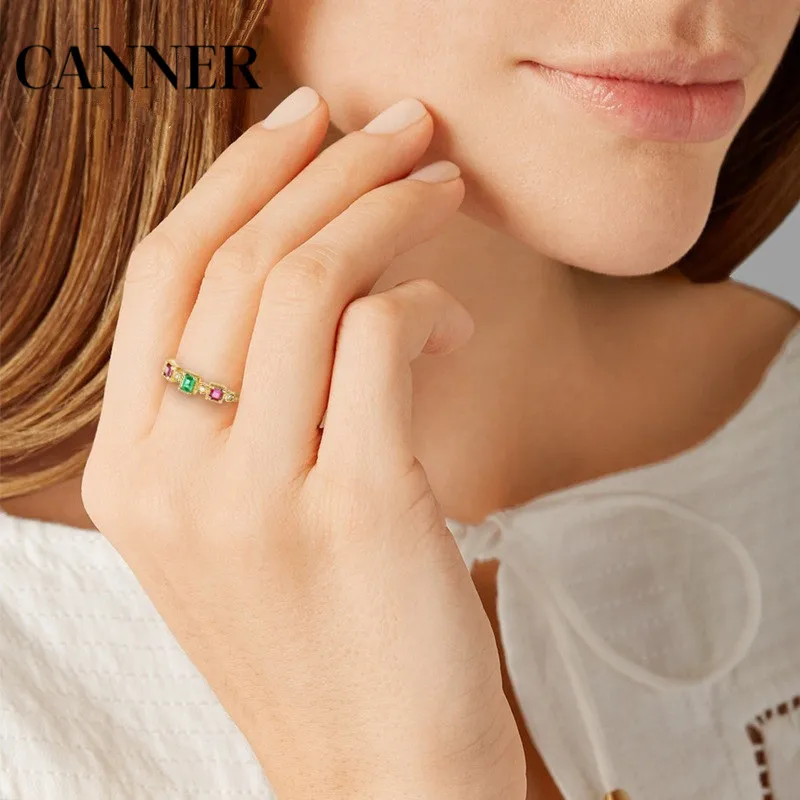 

Canner Crystal Zircon Engagement Rings Luxury Red Green Big Stone Wedding Rings For Women Girl Holiday Jewelry Gift