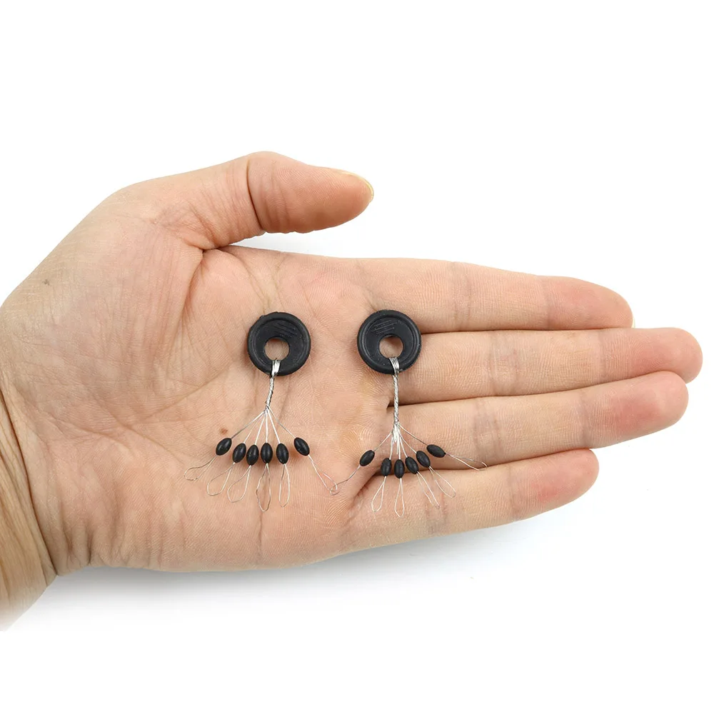 

JOSBY 20 sets 120Pcs Fishing Float Black Rubber Space Bean Stopper Line Stops