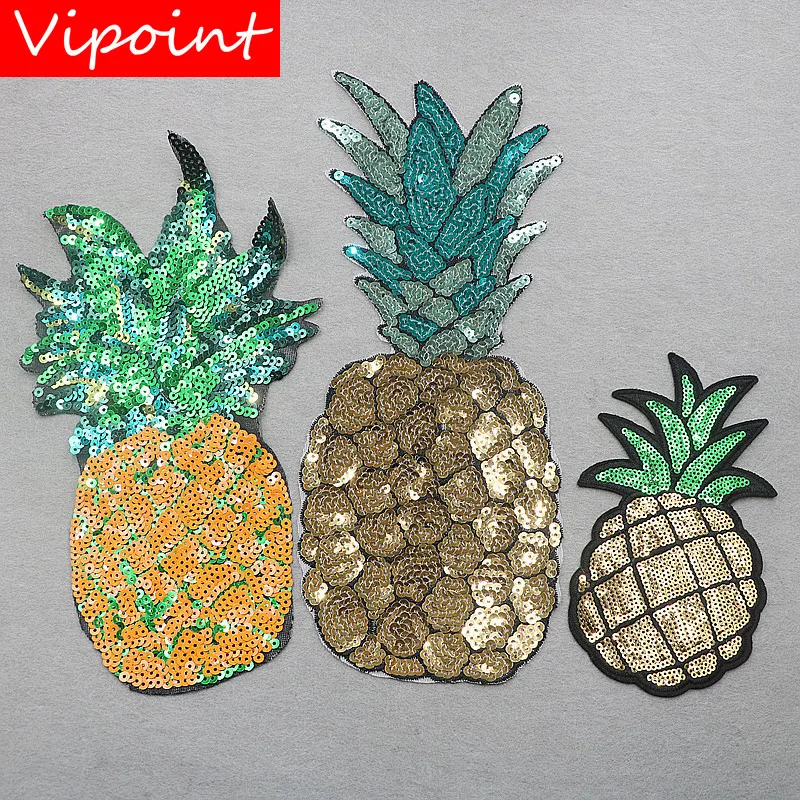 

VIPOINT embroidery sequins big pineapple patches fruits patches badges applique patches for clothing XW-156