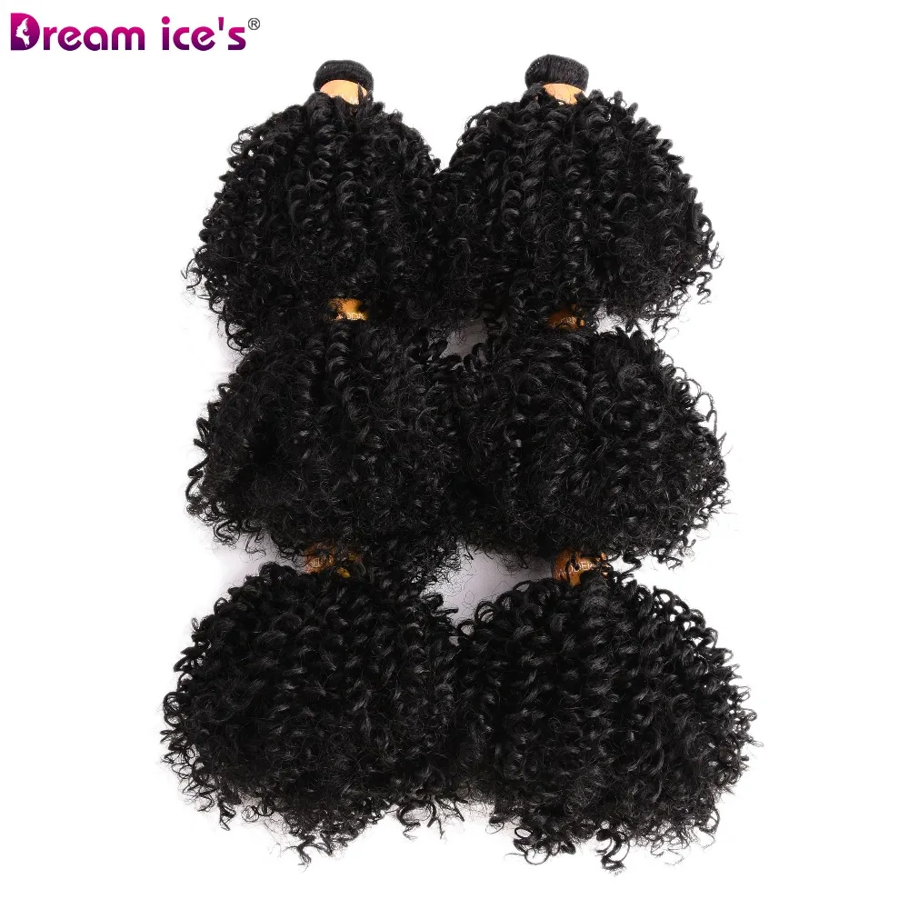 

6 Bundles Kinky curly hair Synthetic Weave Ombre 6 pcs Hair Weft Soft Natural color 6inch for one head