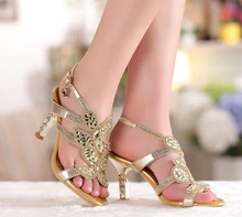 Gold Sandale 8 cm High Heels Prom Abendgesellschaft Kleid Frauen Lady Brautkleid Schuhe Floral Kristall Strass schuhe
