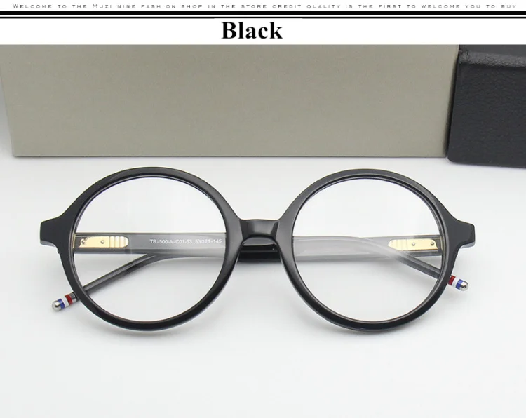Фирма Tom, ацетатные ретро круглые очки, оправа для мужчин и женщин, оптические очки по рецепту с прозрачными линзами oculos de grau - Цвет оправы: Black
