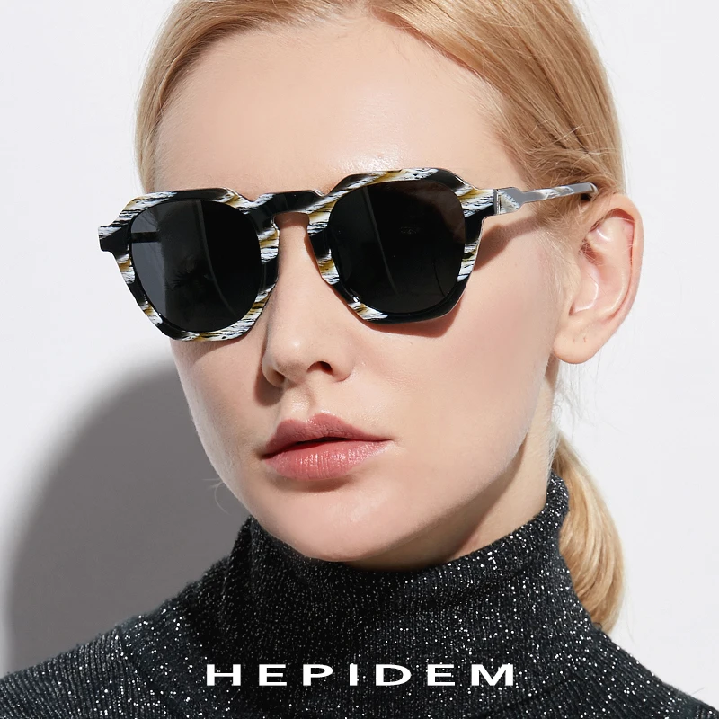 Женские солнцезащитные очки HEPIDEM винтажные круглые с поляризационными стеклами