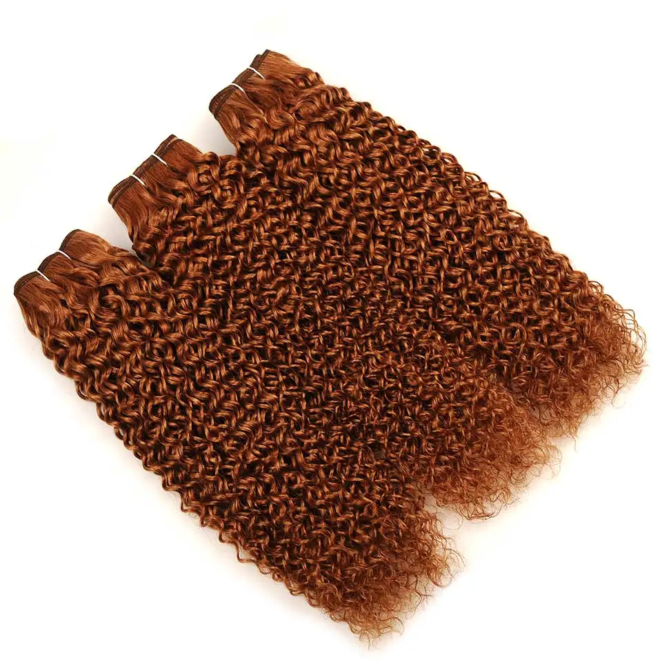 Pinshair Malaysian Curly Hair Weave 30# Blonde 100% Human Hair Bundles Jerry Curl Weave 3Pcs Non Remy Hair Extensions 10-26Inch (11)