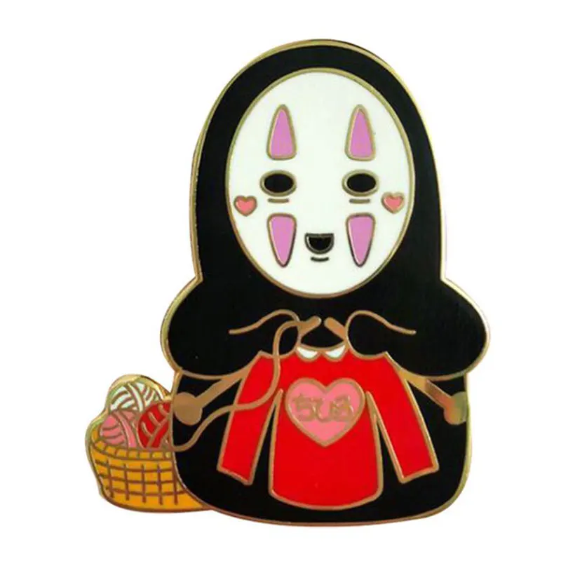 

Knitting no face brooch cute Ghibli pin anime fans gift