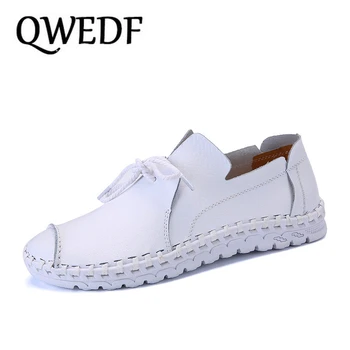 

QWEDF 2019 Men's Genuine Leather Casual Shoes Moccasins Handmade Men Loafers Spring New Fashion Sneakers Male Boat Shoes GA-03