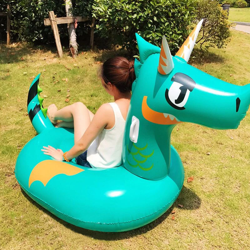 175ซม.ยักษ์สีเขียวมังกร Inflatable Pool Float Ride On T Rex แหวนว่ายน้ำ ...