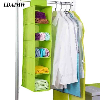 

LDAJMW 5 Layers Non-woven Fabric Hanging Box Bra Underwear Socks Clothing Sorting Storage Organizer Wardrobe Finishing Bag