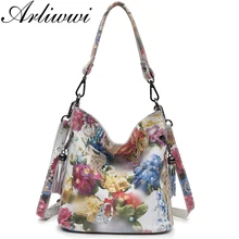 Arliwwi бренд высокого класса блестящие цветочные настоящие кожаные женские сумки мода Новая натуральная коровья кожа цветок дизайнерская сумка
