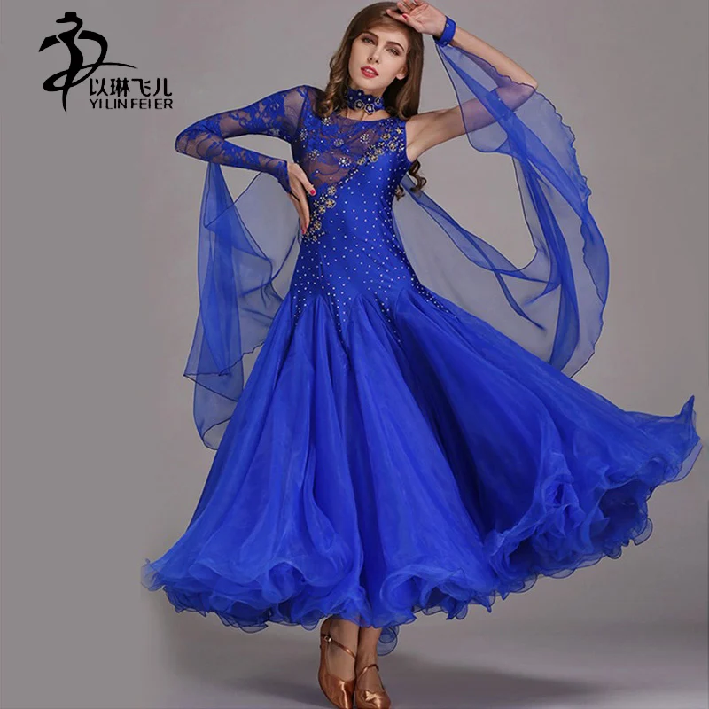 Royal Blue Ballroom Competition Dress Modern Waltz Tango/Latin Dance Dress/Flamenco Dance Dress