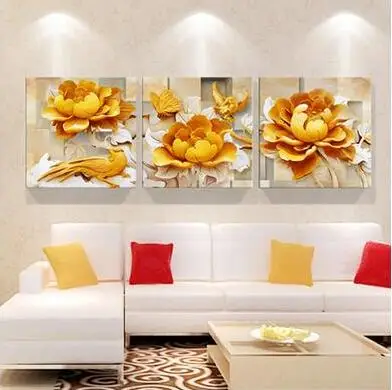 Framelss 3 панели украшение дома модульные картины красивые цветы холст живопись на стене гостиной плакат и принты - Цвет: 4