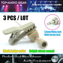 3 шт./лот, разъем 3,5 мм, невидимый бежевый цвет, микрофон-петличка с зажимом для галстука, микрофон для беспроводного передатчика