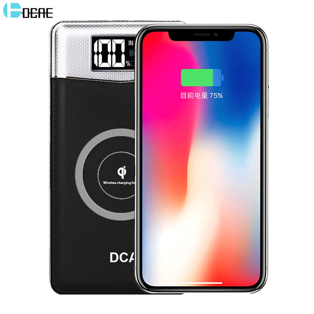 DCAE Qi Wireless Charger 10000Amh Portable Dual USB Power Bank Charging Pad for iPhone X 8 Plus Samsung Note S9 S8 S7 | Мобильные