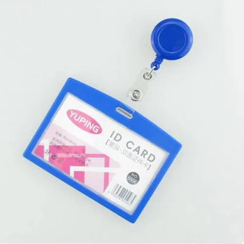 

1pcs Blue Color Retractable ID Badge Reel For Ski Pass ID Bus Card Case Badge Holder Horizontal Style Office School Supplies