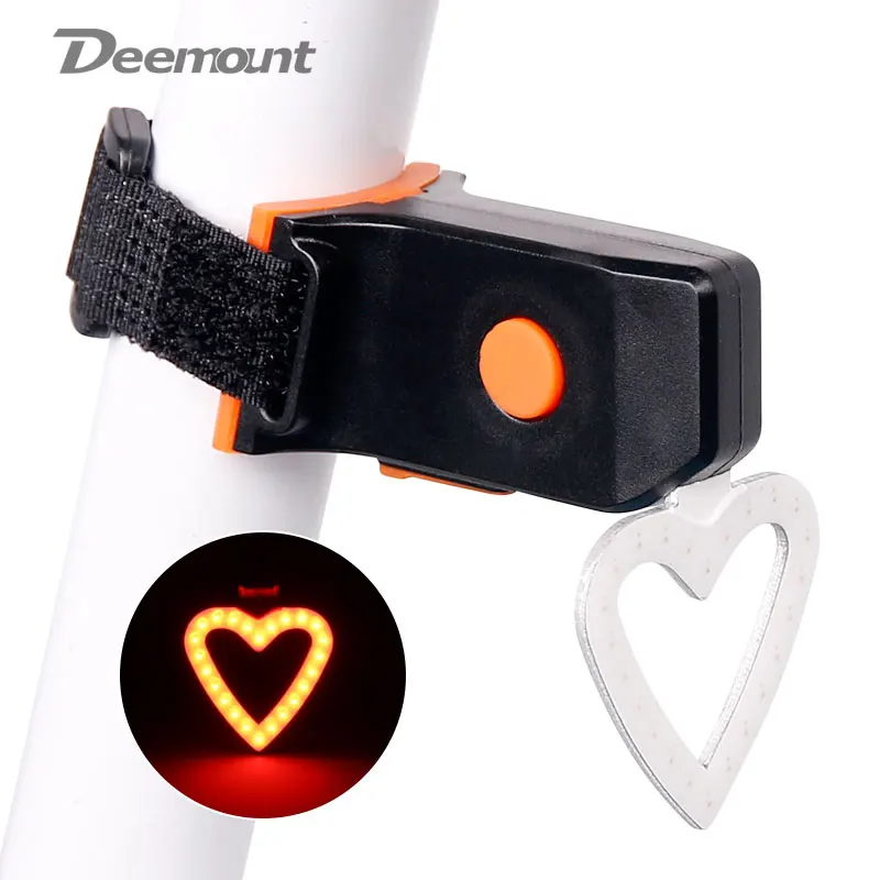

Deemount Bicycle Tail Light Bike Hot New Seat Post Visual Warning Lamp Round Heart Shape USB Charge MTB Lantern COB LED