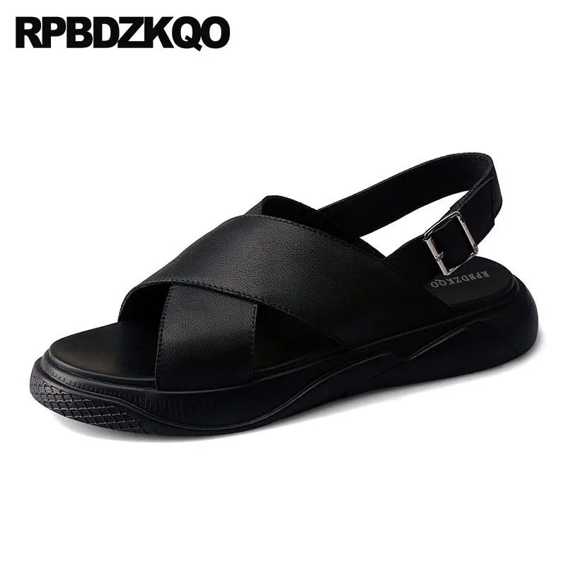 

slides black fashion waterproof men sandals leather summer outdoor slippers casual strap water shoes designer open toe 2019