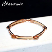 Charmwin изысканные полые стразы браслеты модные роскошные розовое золото цвет браслет и браслет ювелирные изделия для женщин PS0183