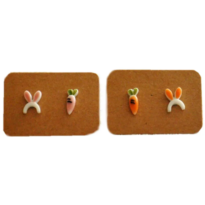 

SEA MEW Fashion Radishes And Rabbits Ceramic Stud Earrings Porcelain Earrings Stainless Steel Needle Earrings For Women Jewelry