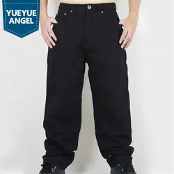 Мода плюс Размеры хип-хоп мешковатые джинсы Для мужчин 2019 новые свободные подходят на широкую ногу джинсовые штаны сплошной черный карман