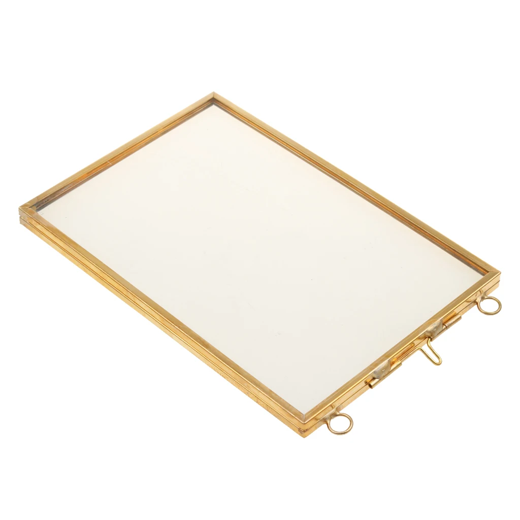 Glass Brass Vintage Antique Style Hanging 4 x 6 inch Portrait Picture Frame