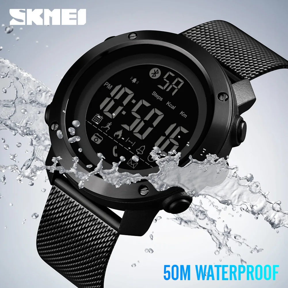 

SKMEI 1462 Men's wrist watches clock Bluetooth Smart Sport Watch Men's Multifunctional Calories Waterproof Digital Wristwatch