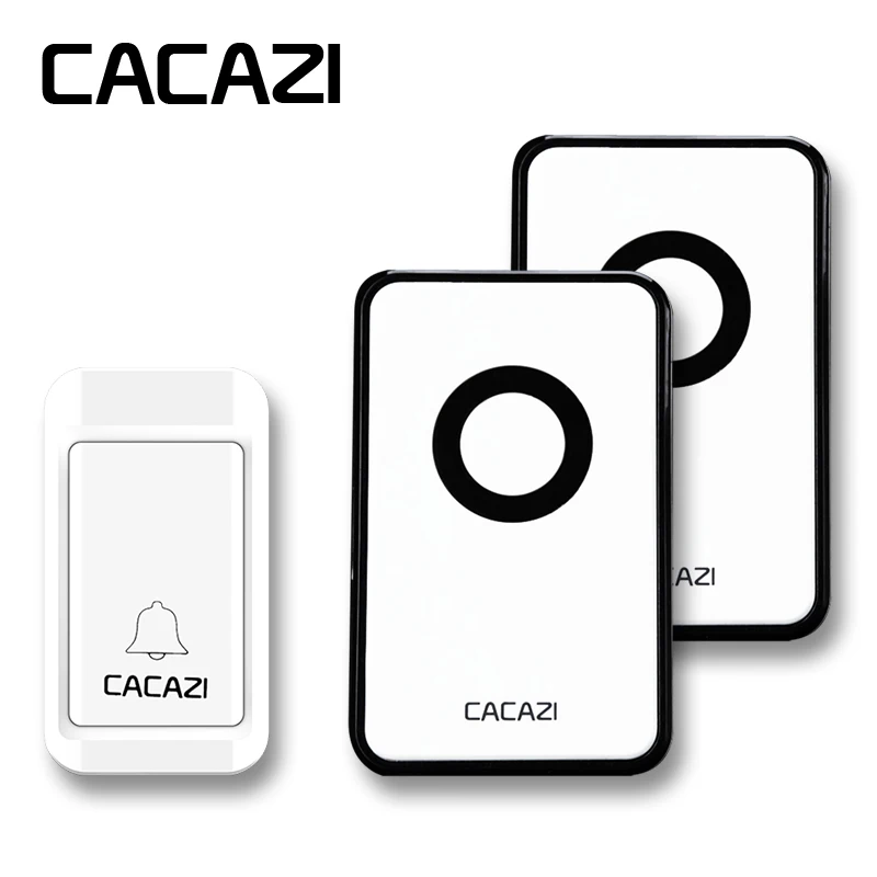 

CACAZI Self-powered Wireless Doorbell No battery Waterproof Button EU Plug Receiver LED Light Home Cordless Bell 38 Chimes