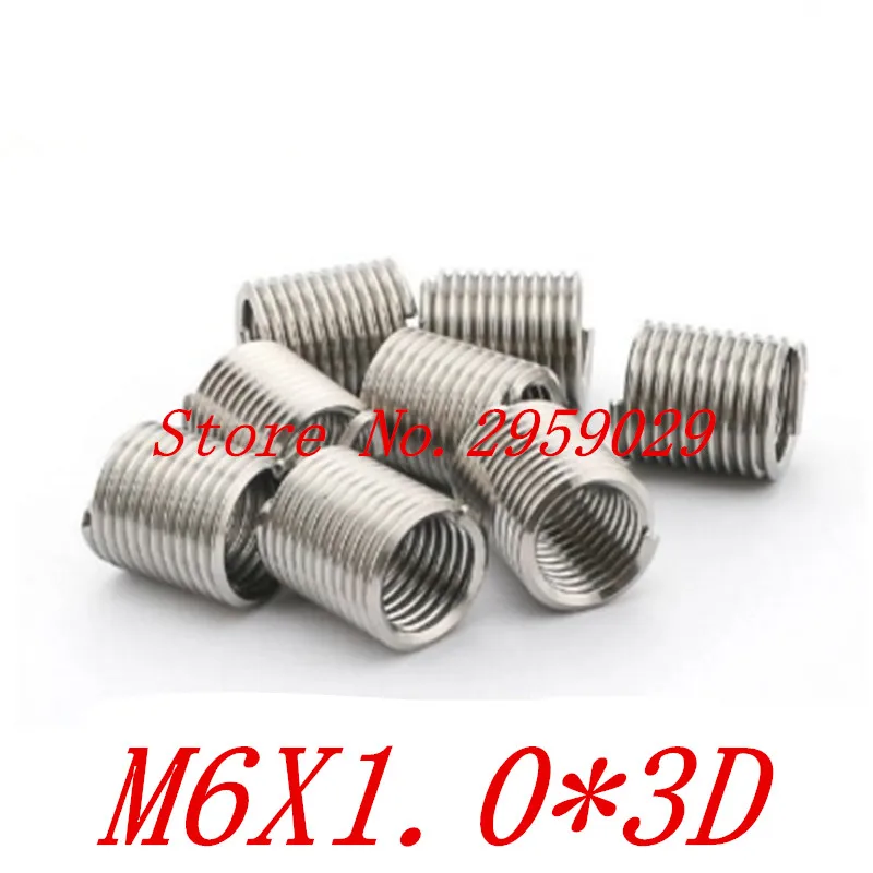 100pcs M6*1.0*3D m6 Wire Thread Insert Stainless steel m6 screw bushing